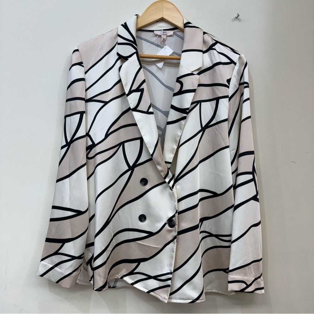 Como Vintage Whisper Long Sleeve Geometric Print Blazer Size Medium